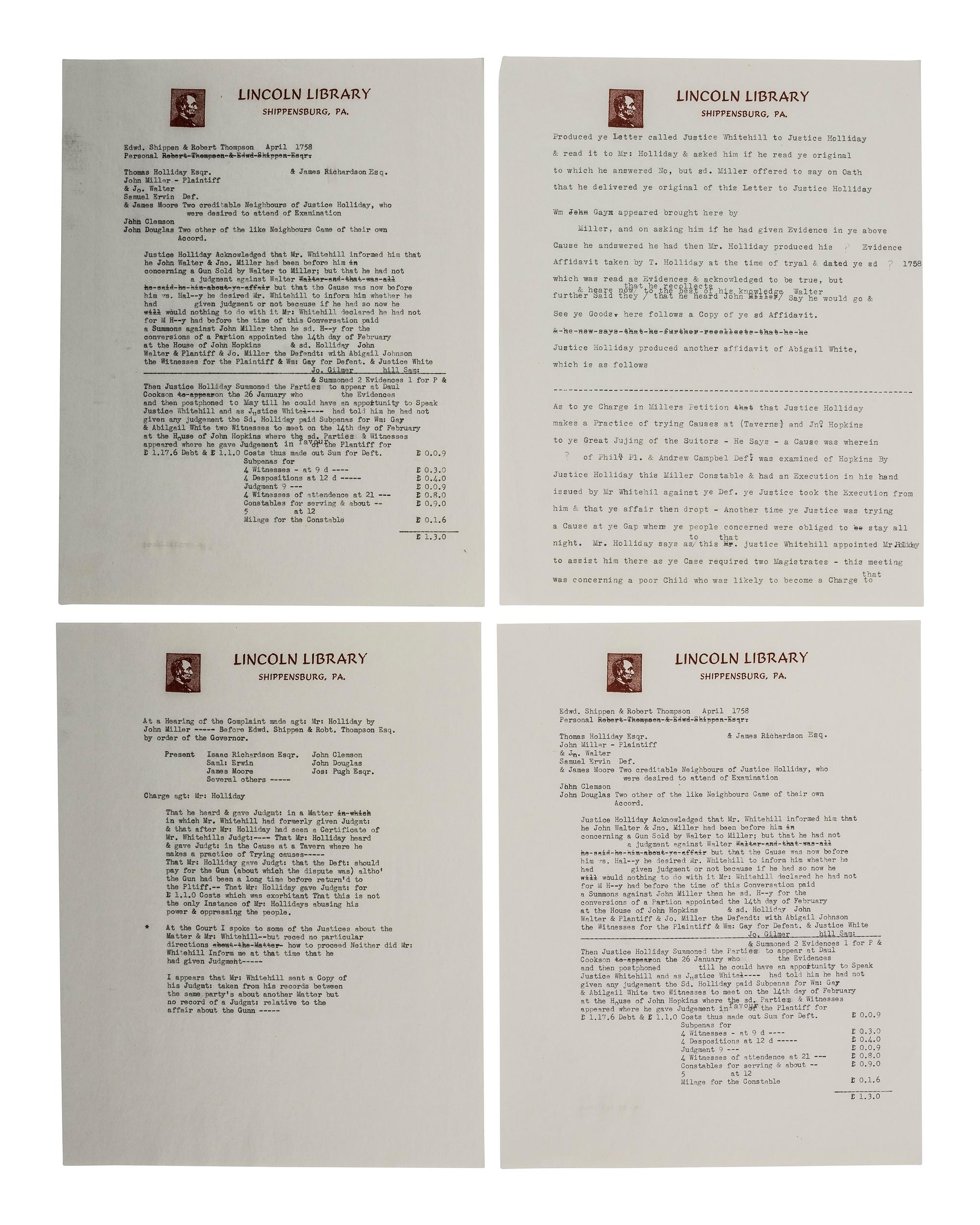 SHIPPEN, Edward, Jr. (1729-1806). A collection of legal documents.