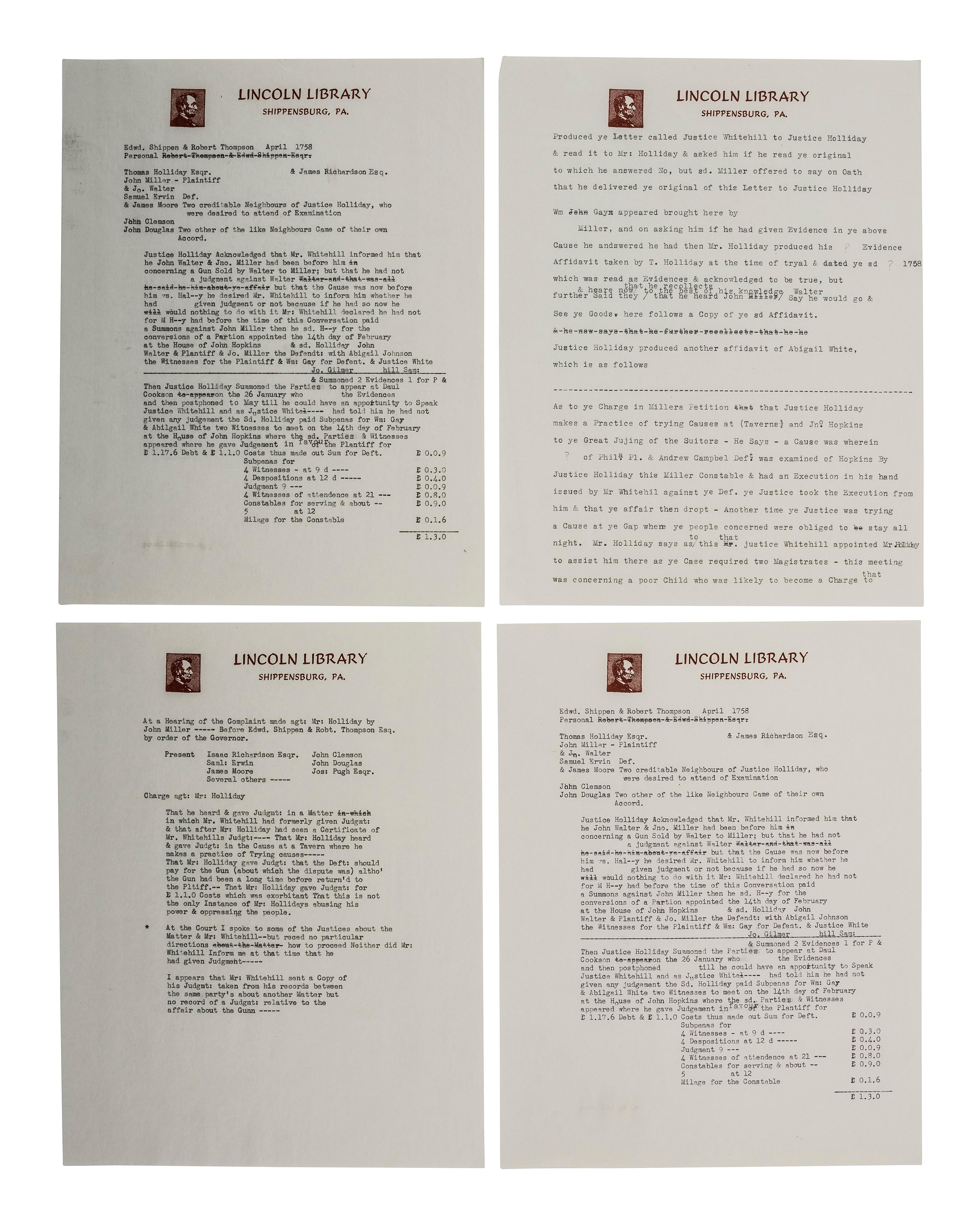 SHIPPEN, Edward, Jr. (1729-1806). A collection of legal documents.