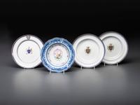 Four Chinese Export Porcelain Armorial Plates