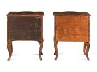 A Pair of Continental Gilt Metal Mounted Burlwood Commodes