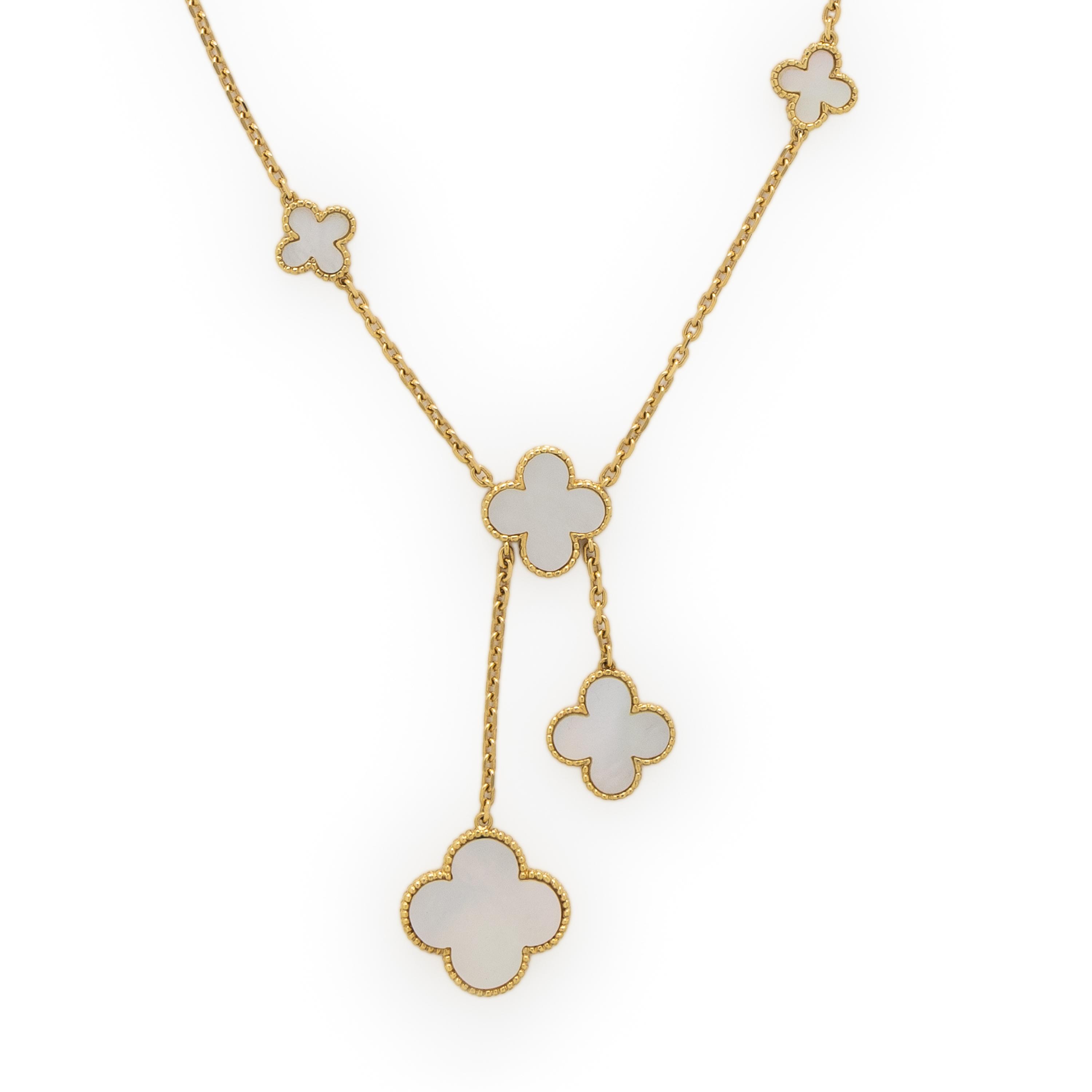 Mother-of-Pearl and Yellow Gold Quatrefoil Necklace