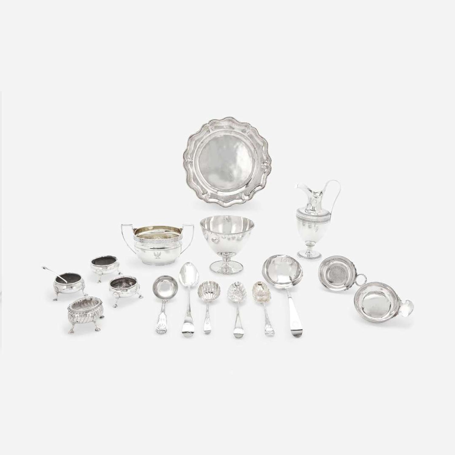 An Assembled Group of English, French, and Spanish Colonial Silver Tablewares various makers and dates, 18th-20th century