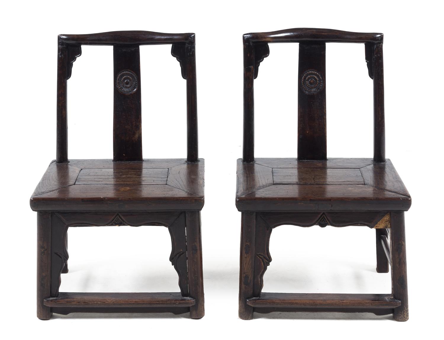A Pair of Chinese Child's Chairs Height 24 1/8 inches. — 19TH CENTURY