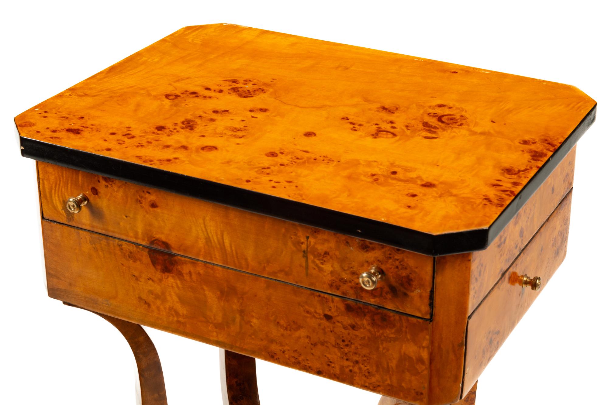 A Pair of Biedermeier Style Part-Ebonized Burlwood Side Tables