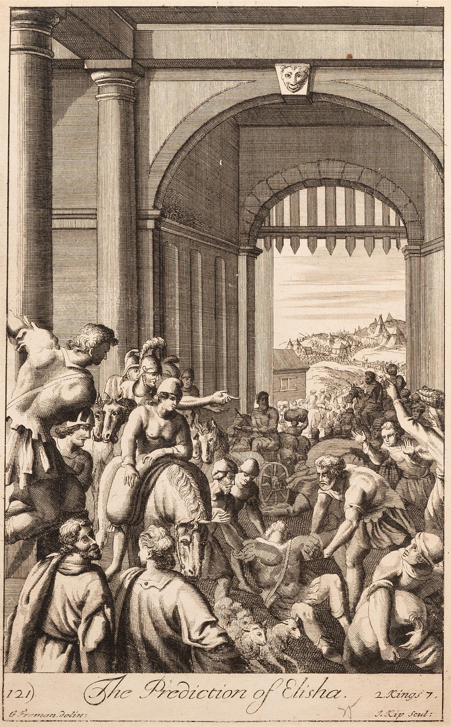 A group of five prints depicting religious scenery
