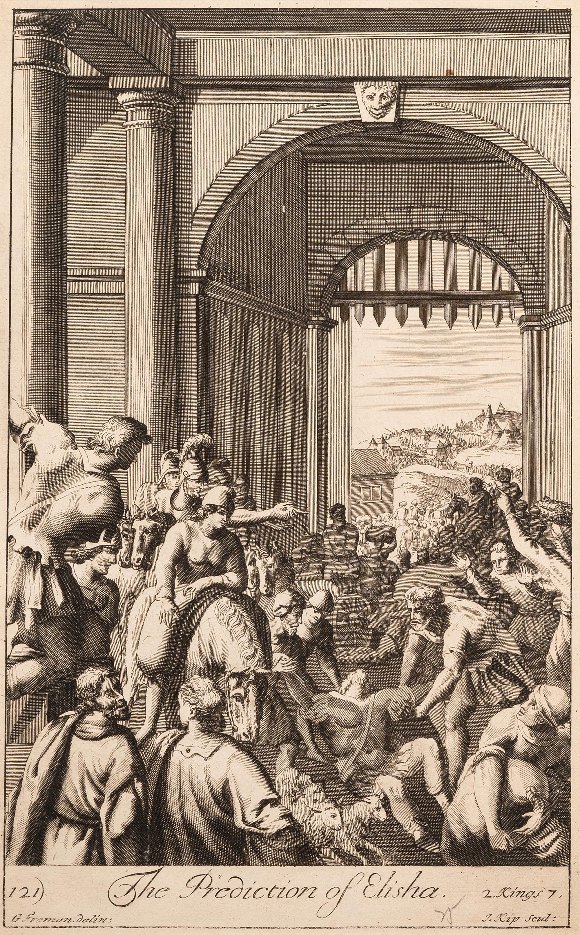 A group of five prints depicting religious scenery