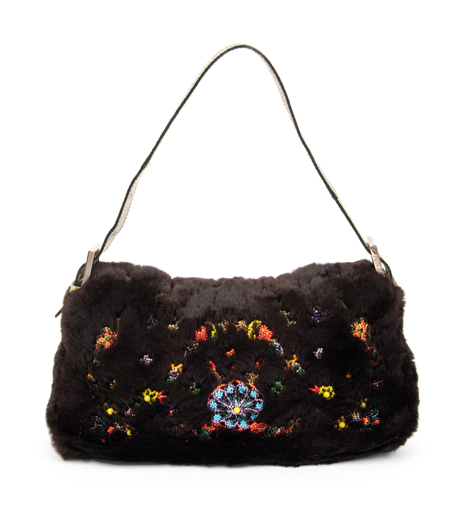 Fendi Medium Baguette in Plucked Mink and Lizard