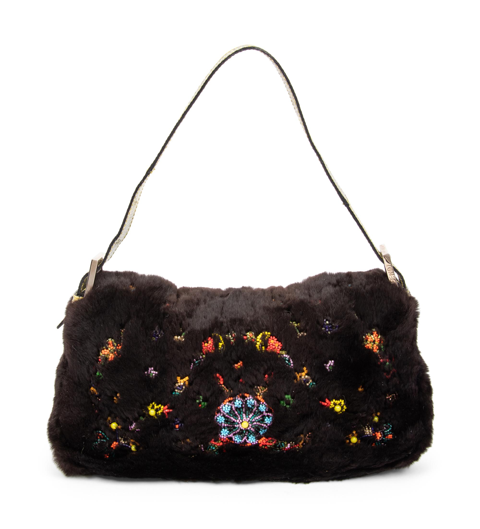 Fendi Medium Baguette in Plucked Mink and Lizard
