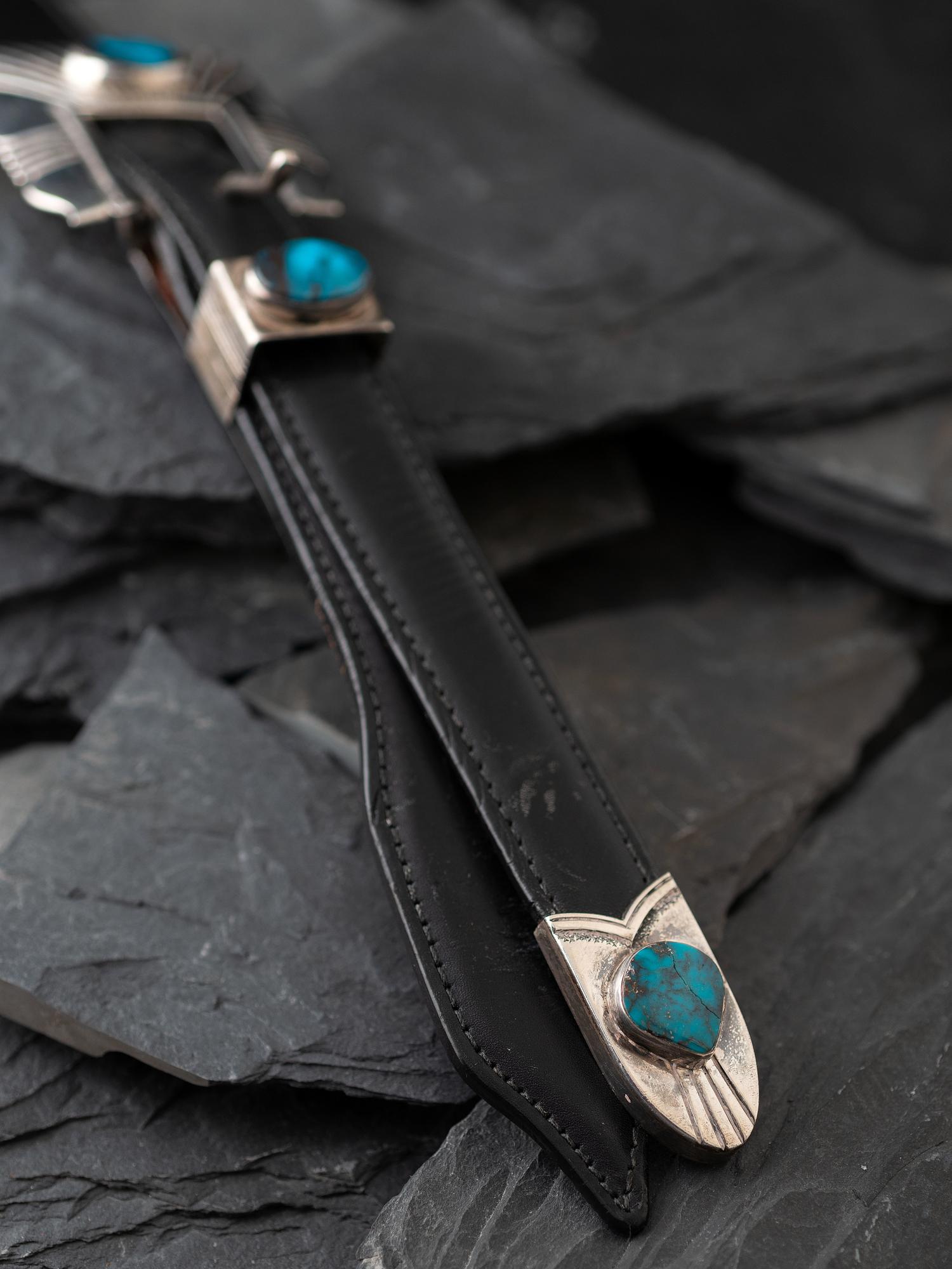 Sterling Silver and Bisbee Turquoise Ranger Buckle Set