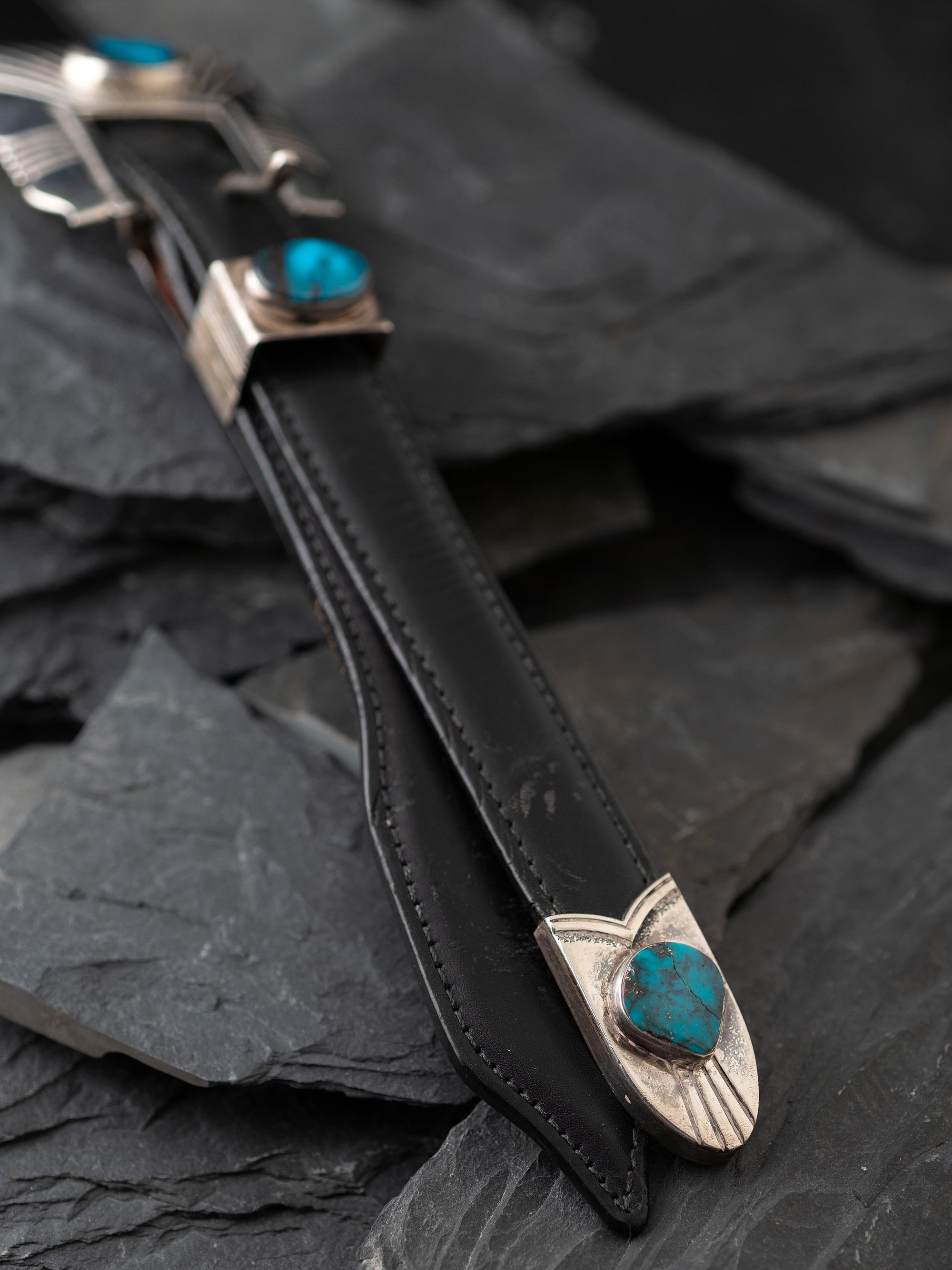 Sterling Silver and Bisbee Turquoise Ranger Buckle Set