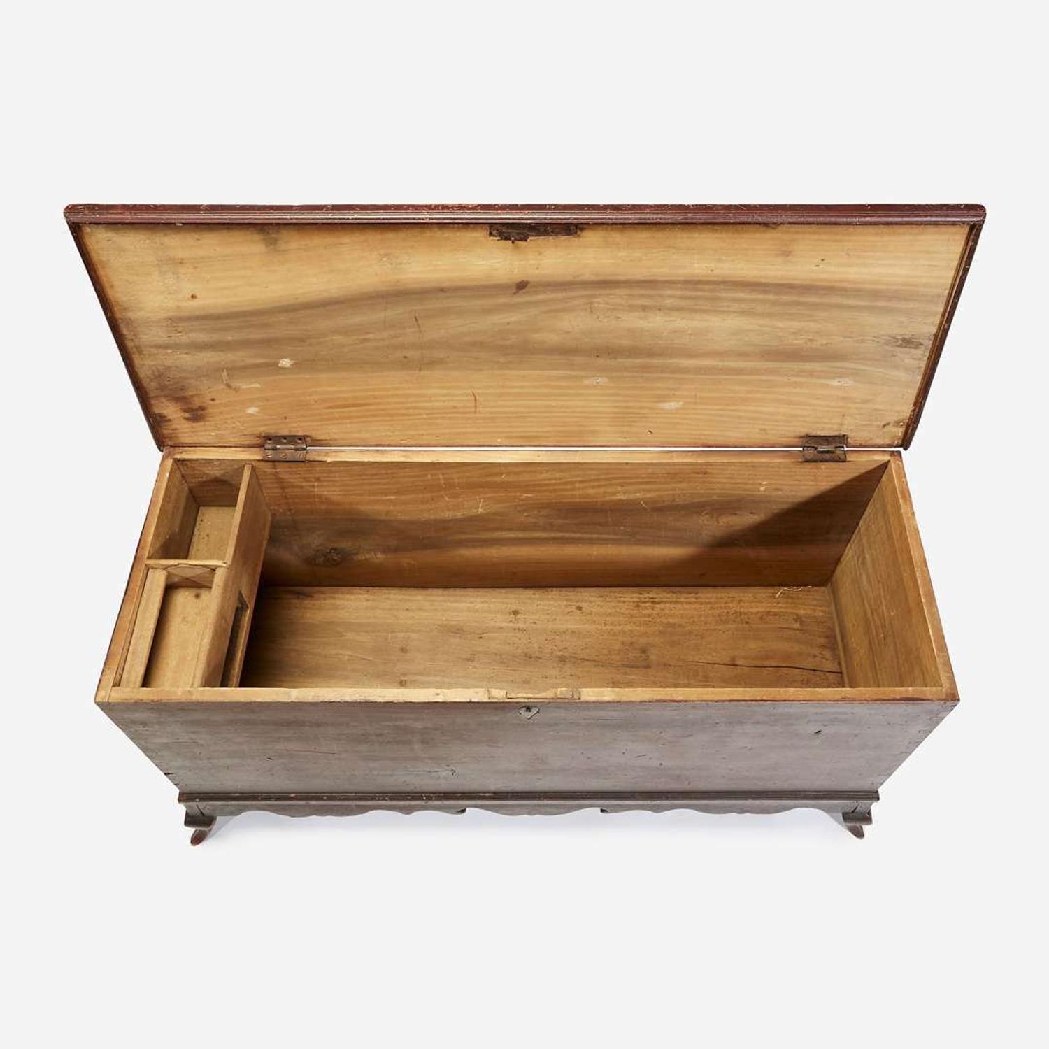 A Federal red-stained poplar "bandy legged" blanket chest Possibly Mason County, Kentucky, early 19th century