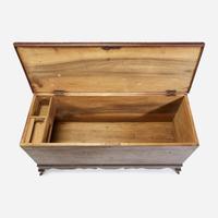 A Federal red-stained poplar "bandy legged" blanket chest Possibly Mason County, Kentucky, early 19th century