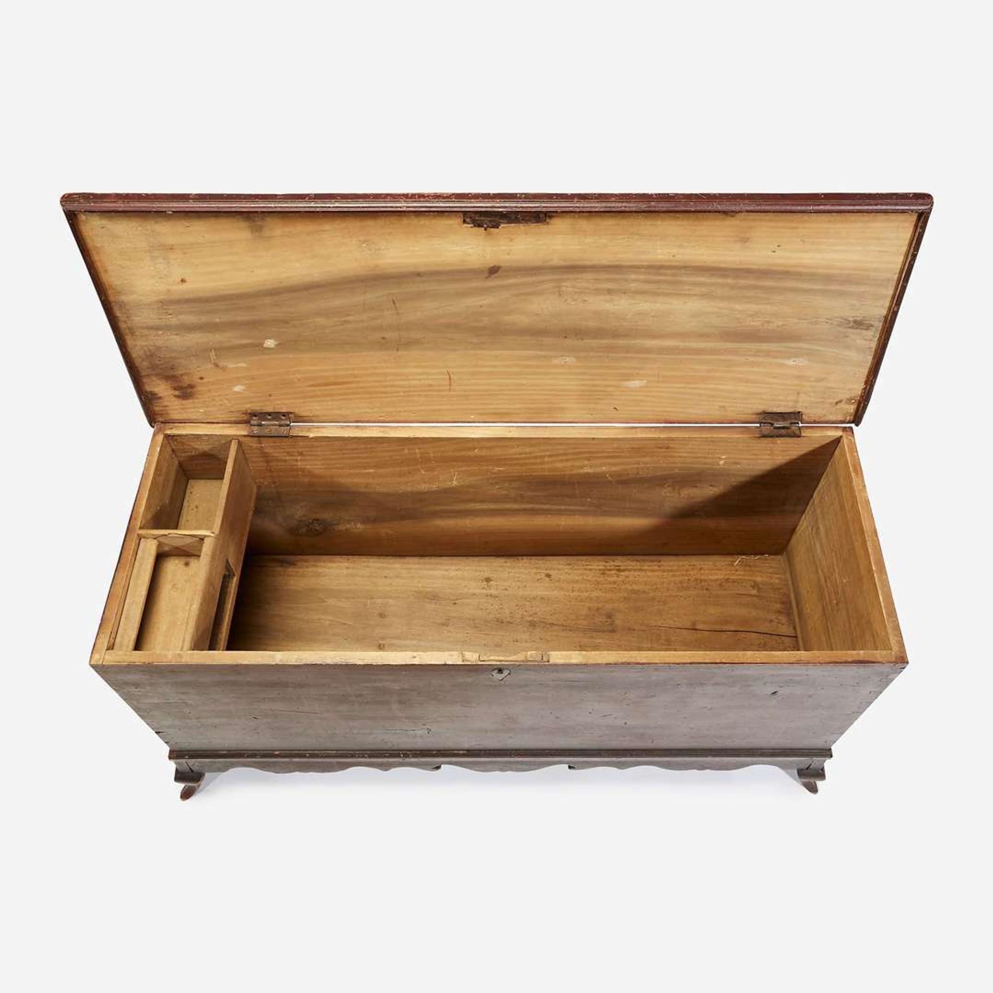 A Federal red-stained poplar "bandy legged" blanket chest Possibly Mason County, Kentucky, early 19th century