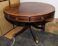 A George III Style Mahogany Drum Table Height 30 1/2 x diameter 45 inches. — 20TH CENTURY