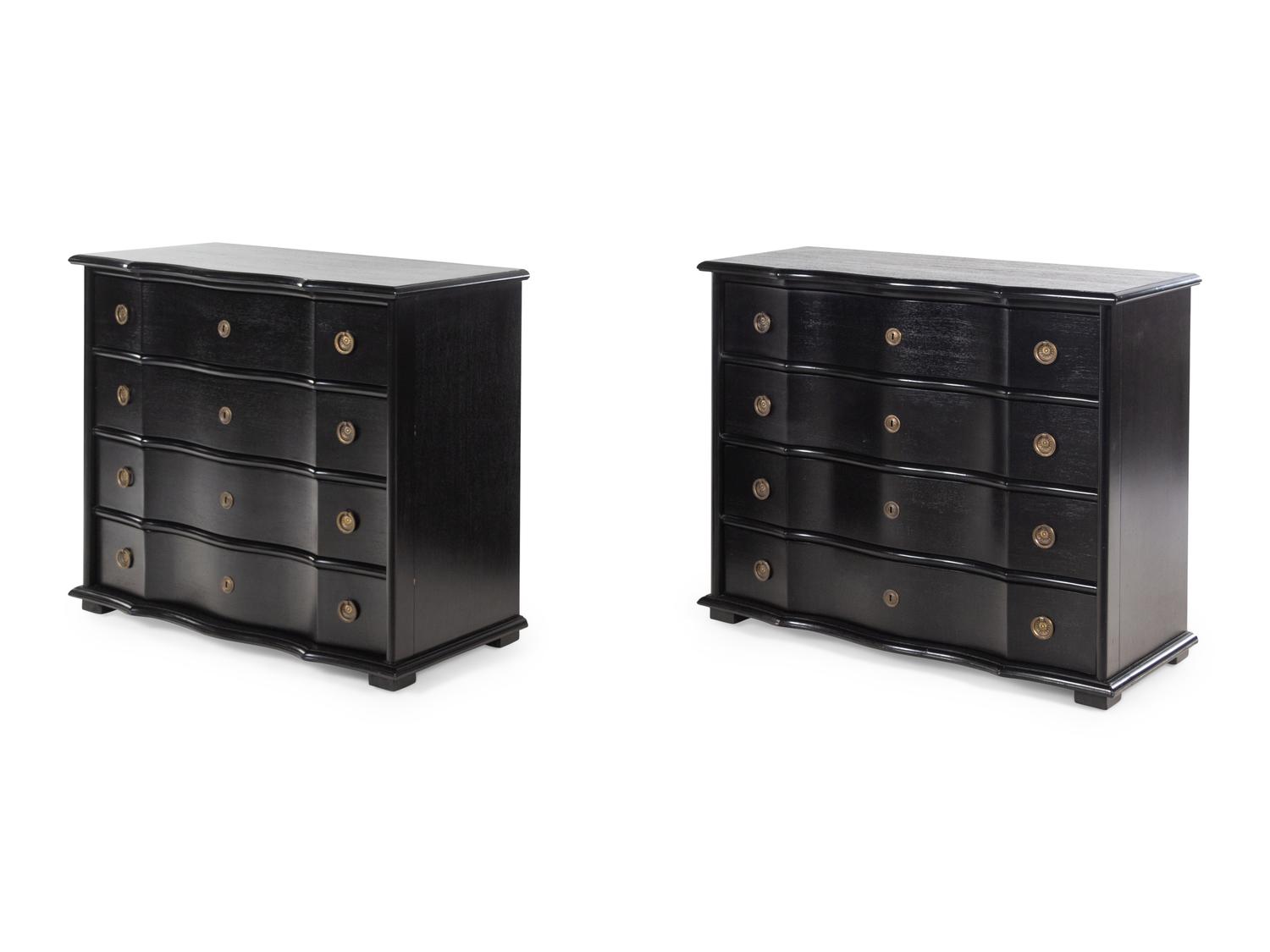 A Pair of Ebonized Chests of Drawers