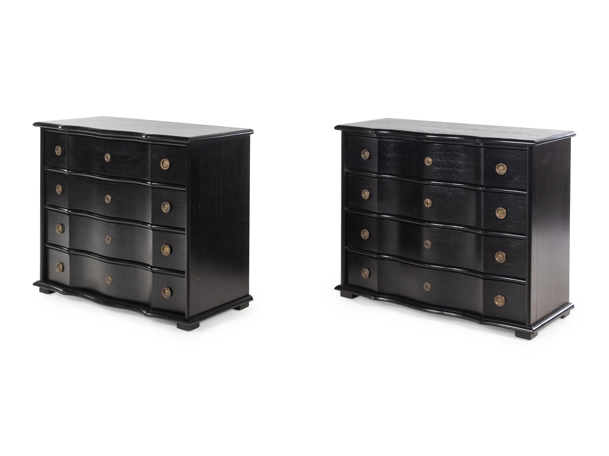 A Pair of Ebonized Chests of Drawers
