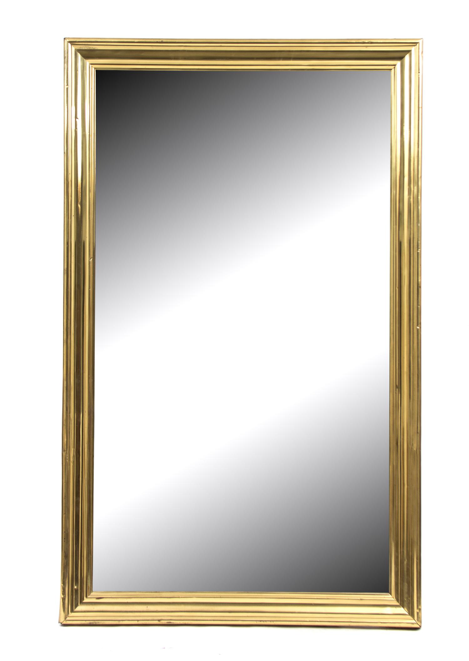 A Large Brass Framed Mirror Height 70 1/2 x width 43 inches. — 20TH CENTURY