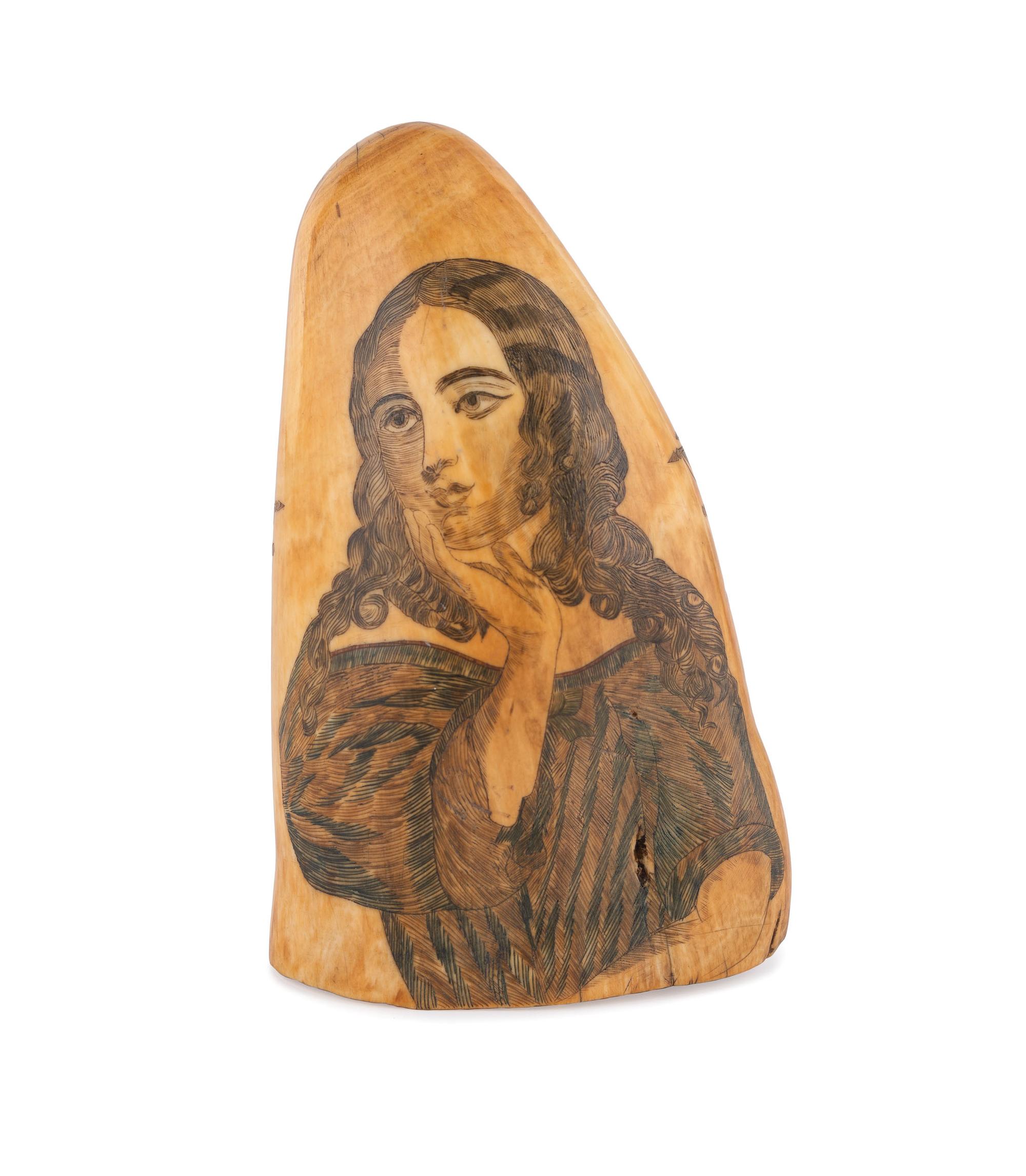 A Scrimshaw Tooth with Polychrome Depiction of the USS Pennsylvania