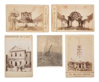 [EARLY PHOTOGRAPHY]. A collection of photographs featuring various building exteriors and interiors.