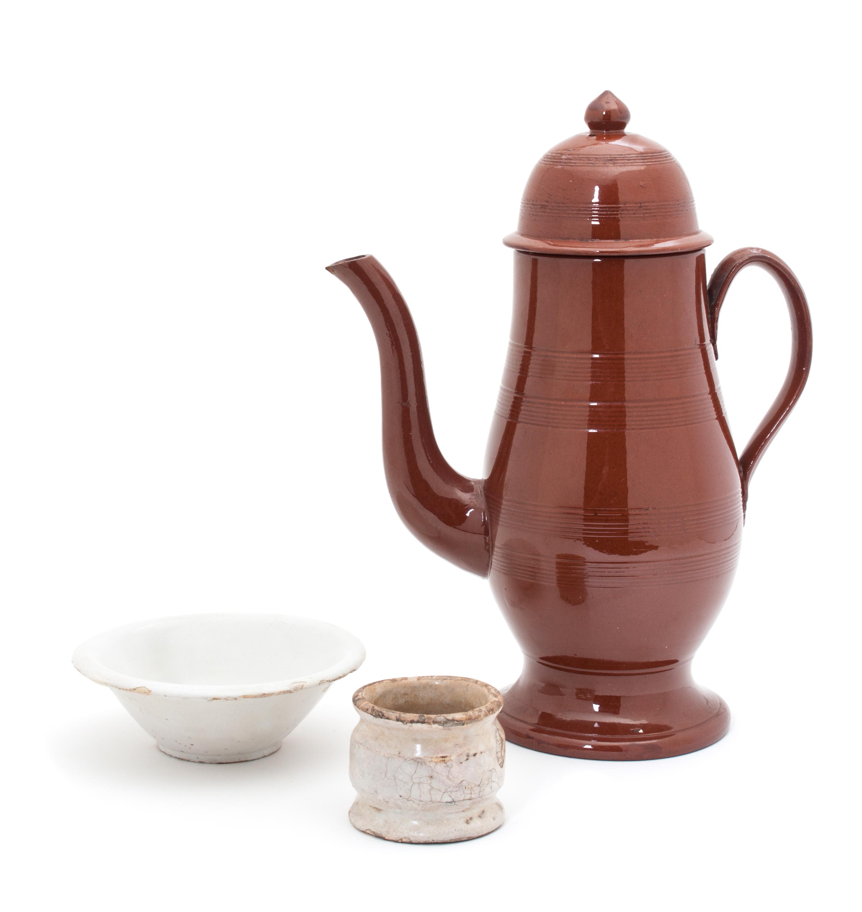 An English Redware Coffee Pot Height of coffee pot 10 1/2 inches — CIRCA 1790-1800