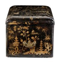 A Chinese Export Gilt and Black Lacquer Box