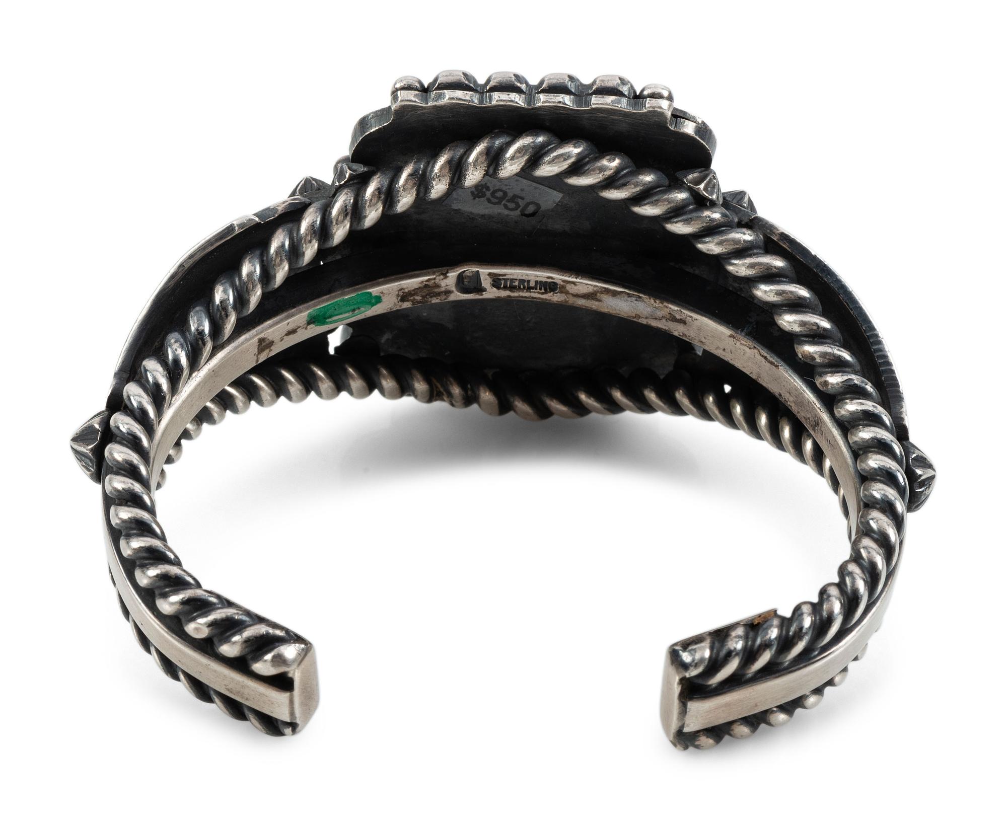 Navajo Sterling Silver and Kingman Turquoise Cuff Bracelet
