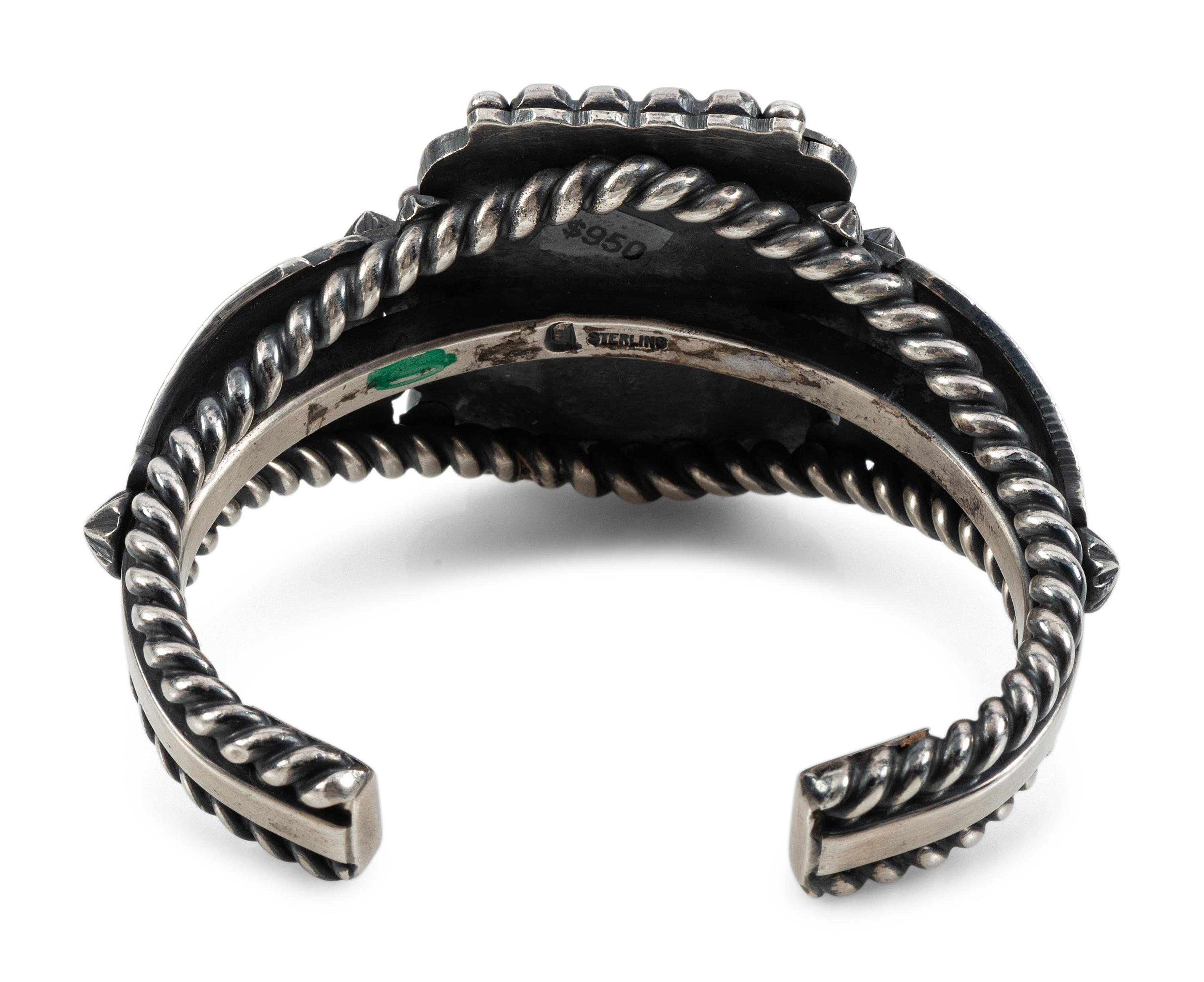 Navajo Sterling Silver and Kingman Turquoise Cuff Bracelet