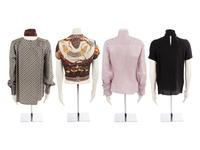 Four Designer Silk Tops: Two Etro, One Giorgio Armani, One Fendi