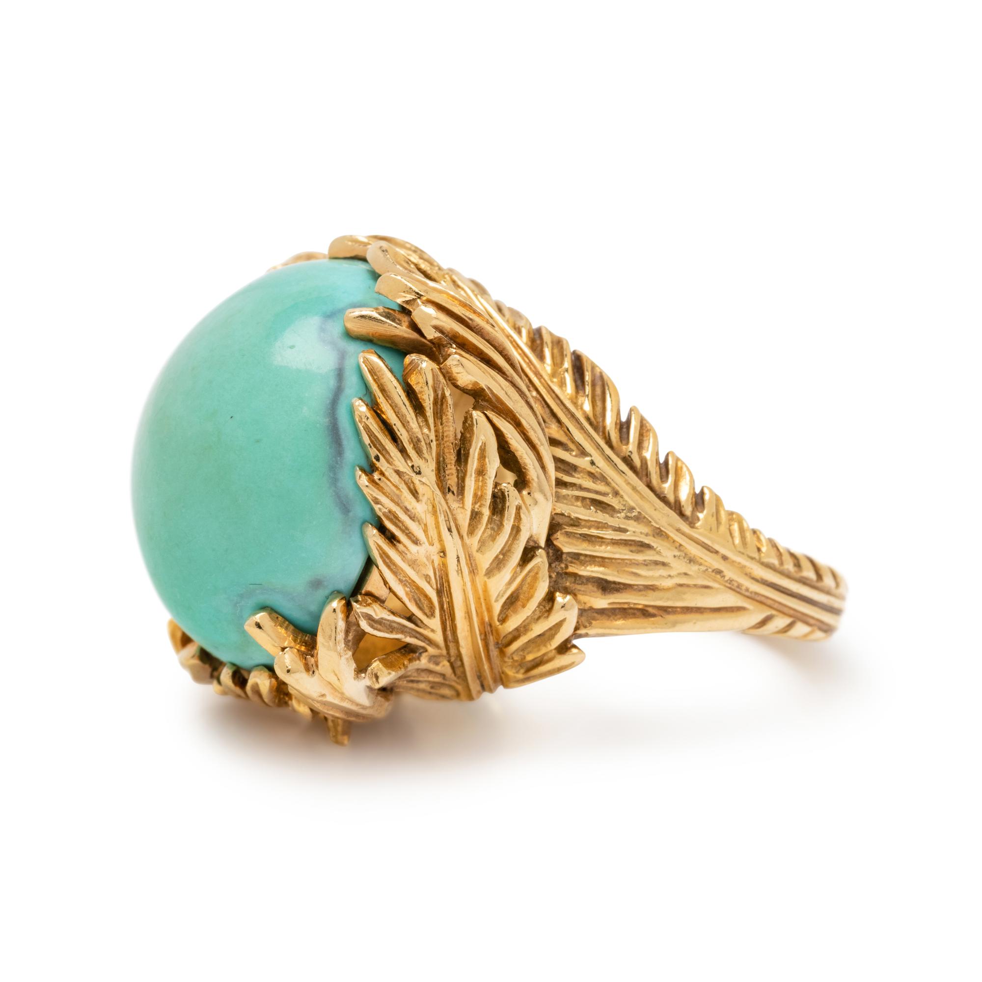 YELLOW GOLD AND TURQUOISE RING