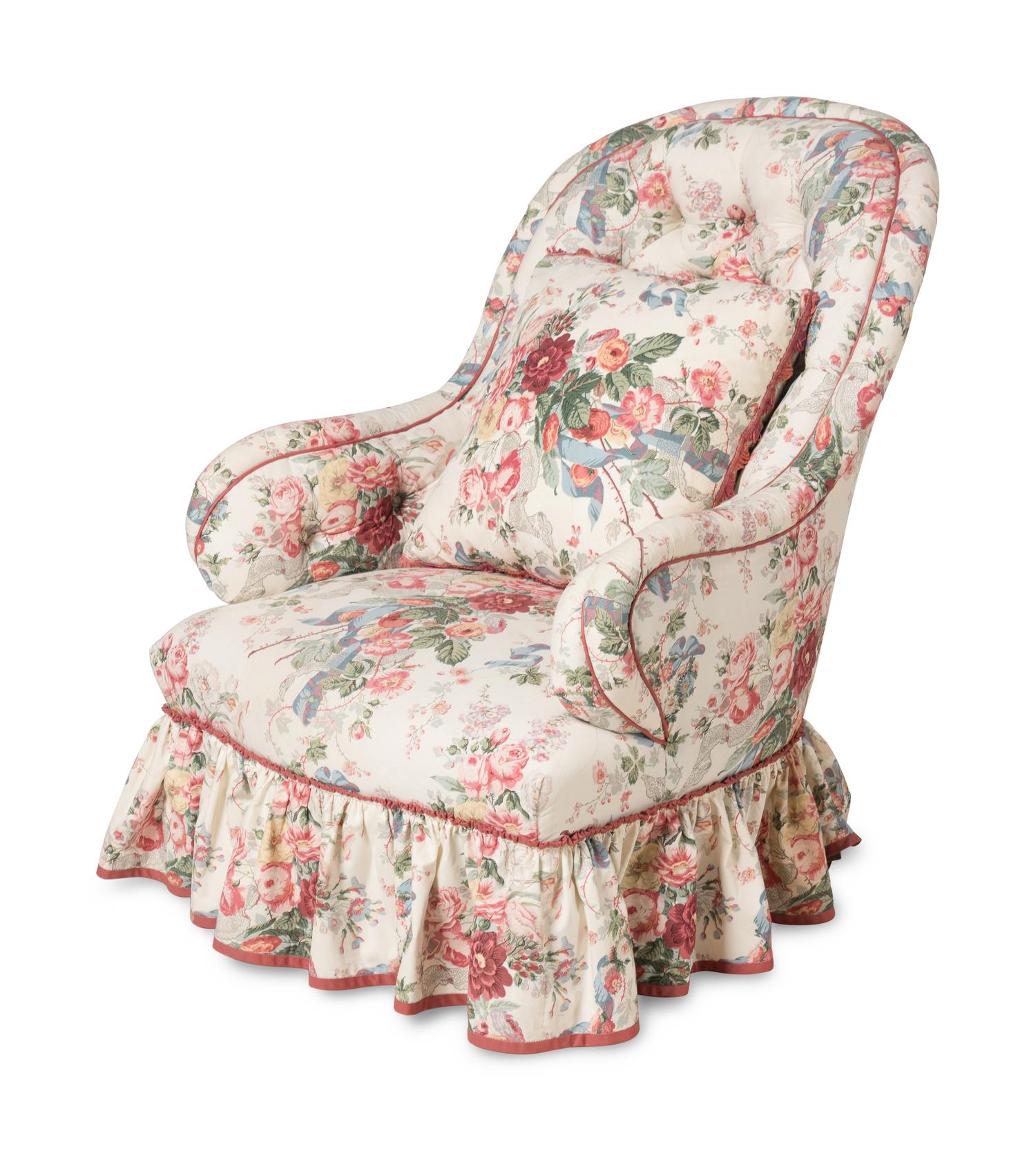 A Victorian Chintz Upholstered Armchair