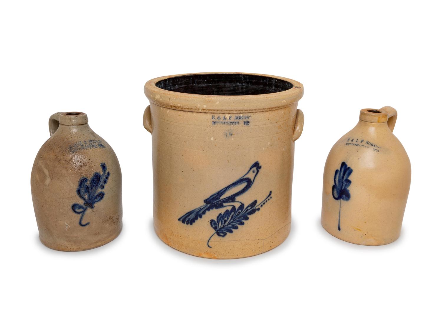 Three E & L.P. Norton Stoneware Articles
