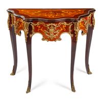 A Louis XV Style Marquetry and Gilt Metal Mounted Console Table