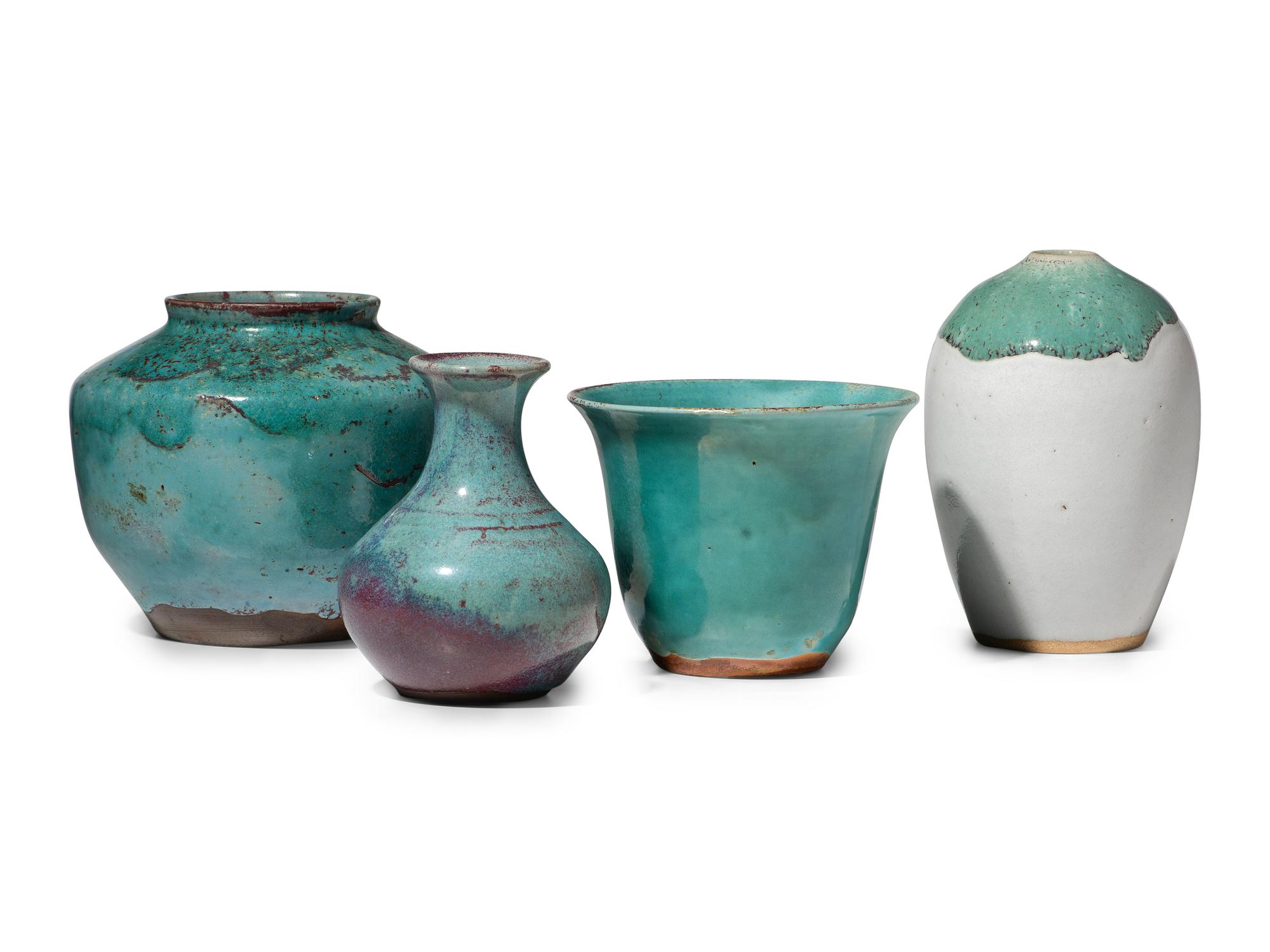Four Jugtown Pottery Chinese Vases