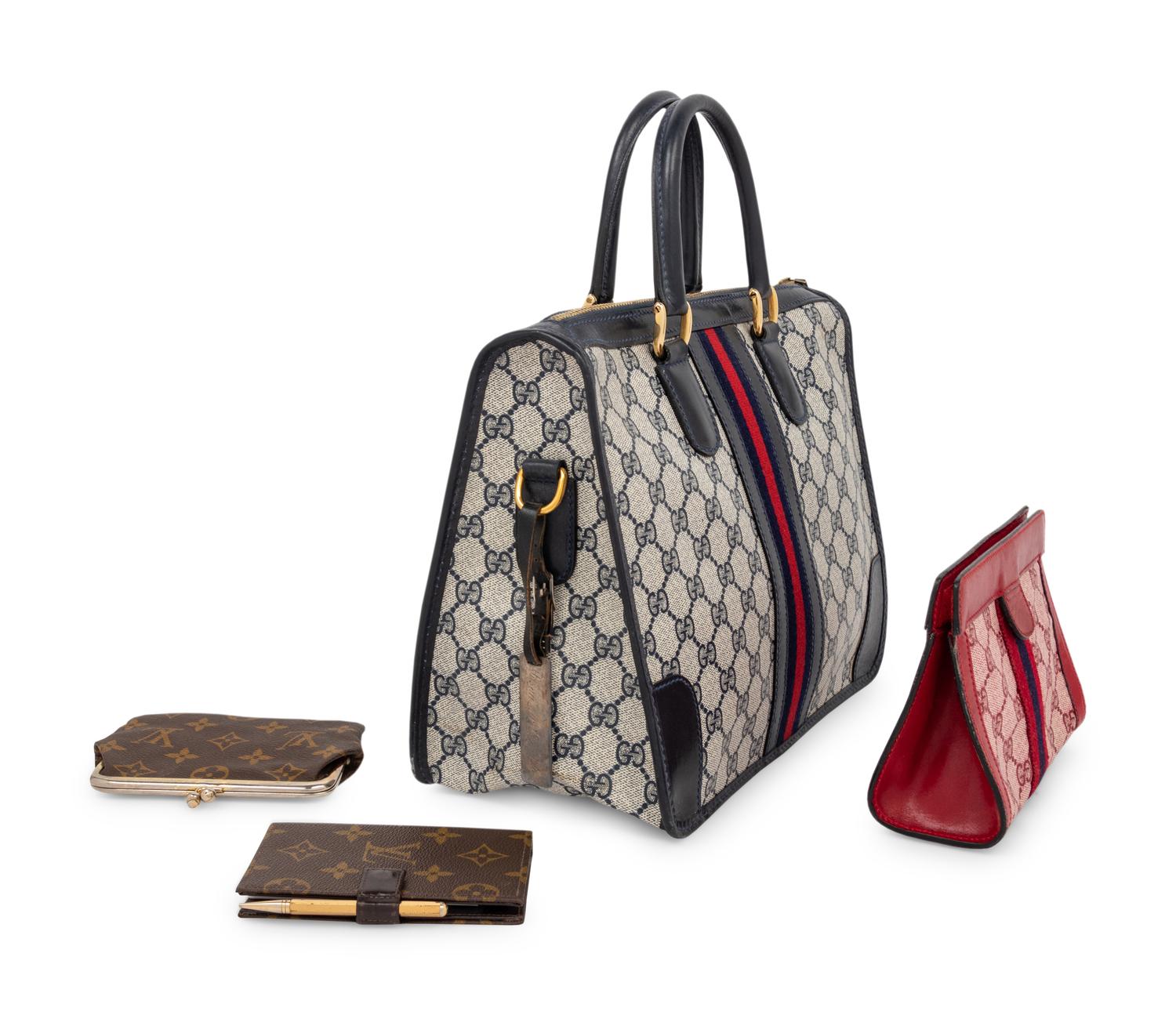 Four Designer Wallets & Bags: Two Gucci, Two Louis Vuitton