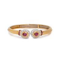 BICOLOR GOLD, RUBY AND DIAMOND CUFF BRACELET
