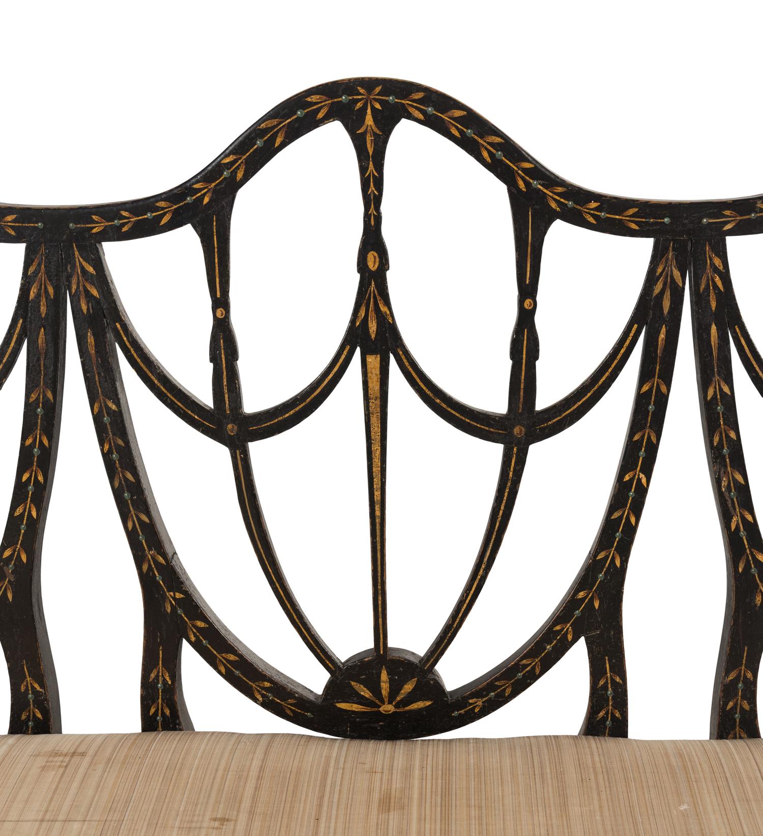 A George III Painted Beechwood Triple-Back Settee