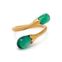 YELLOW GOLD AND EMERALD BYPASS RING