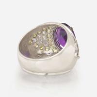 An Amethyst, Diamond, and Yellow Diamond Ring