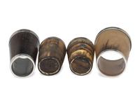 Four Silver Mounted Horn Beakers