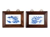 A Set of Four Blue and White Porcelain Inset Hanging Panels