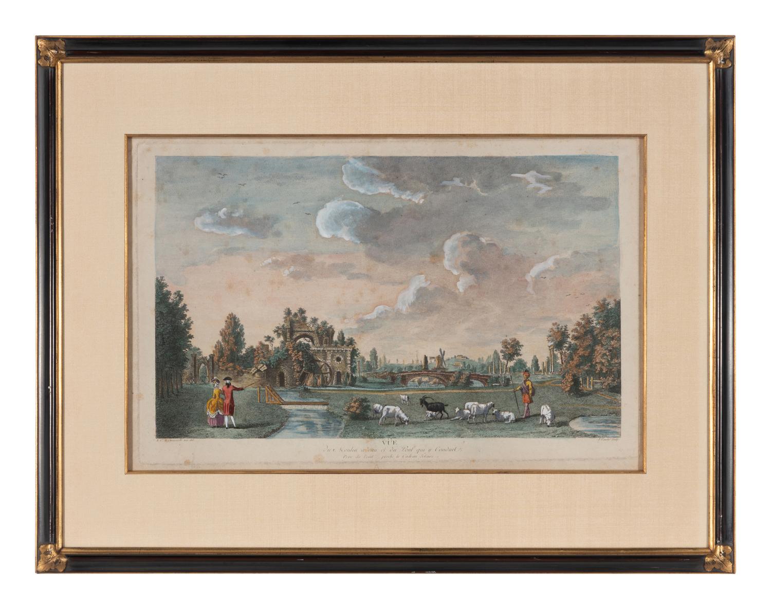 A Set of Six French Hand-Colored Engravings