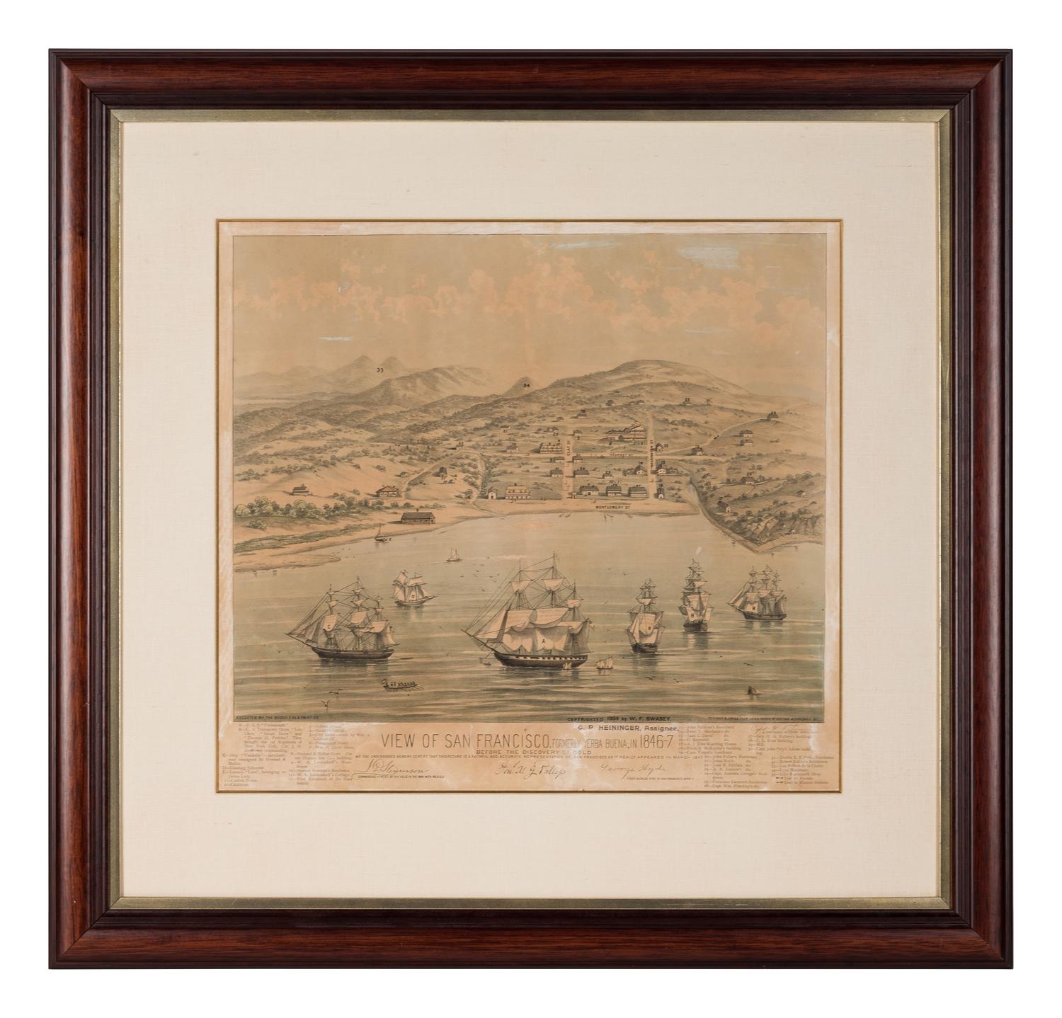 [SAN FRANCISCO]. SWASEY, William F., Captain. View of San Francisco, formerly Yerba Buena, in 1846-7. Before the Discovery of Gold . San Francisco: Bosqui Eng. & Print Co., 1884.