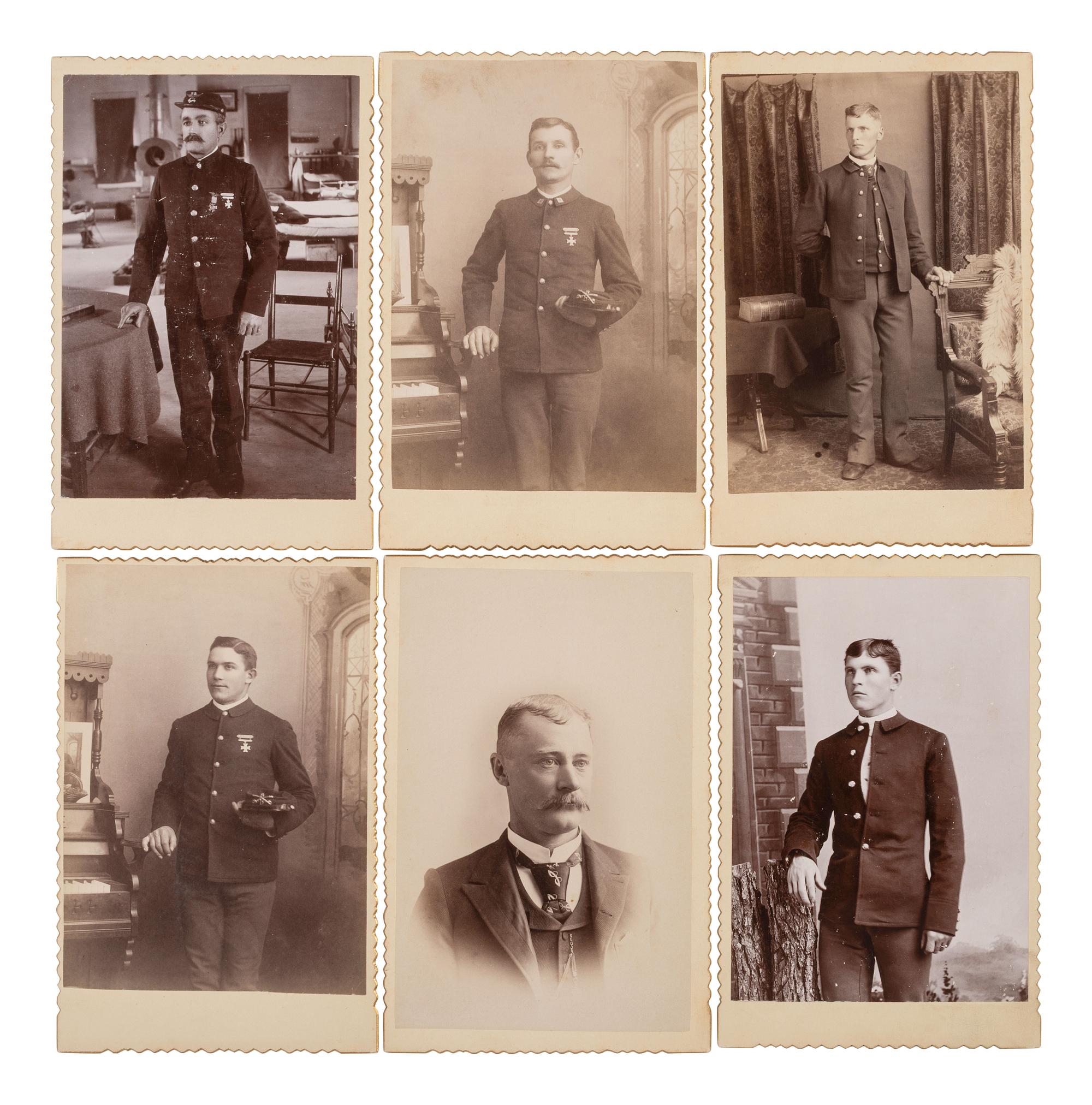 [INDIAN WARS]. A group of 21 cabinet cards of soldiers serving in the Dakotas, collected by Sergeant W.J. McDermott, 8th US Cavalry.