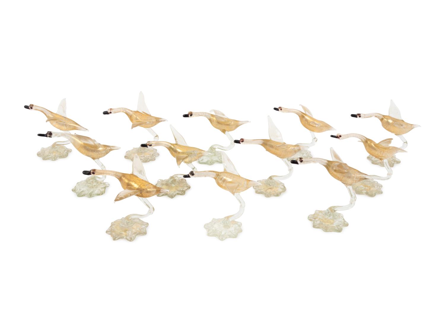 A Set of Twelve Murano Glass Place Card Holders