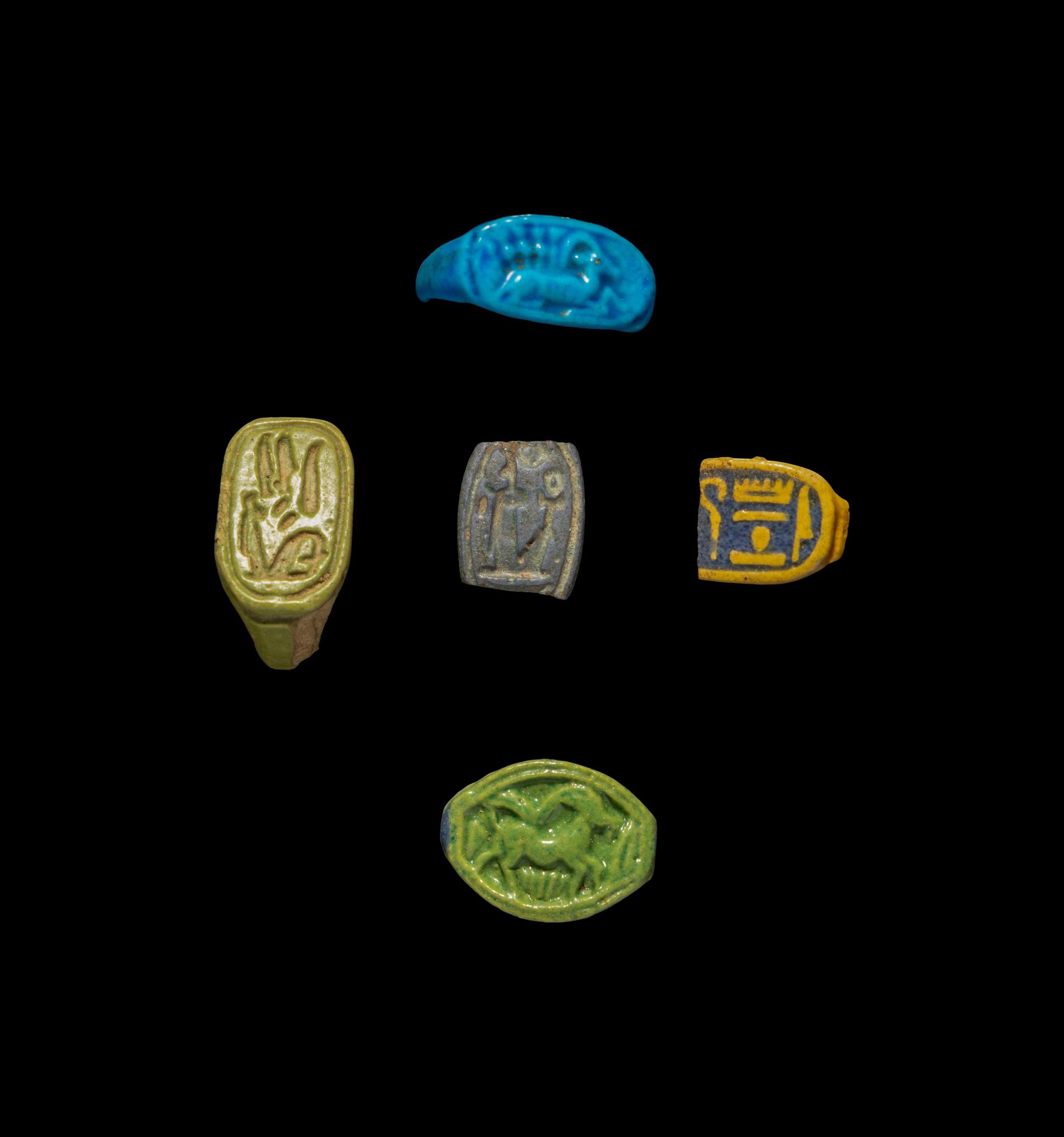 Five Egyptian Faience Ring Fragments with Royal Inscription