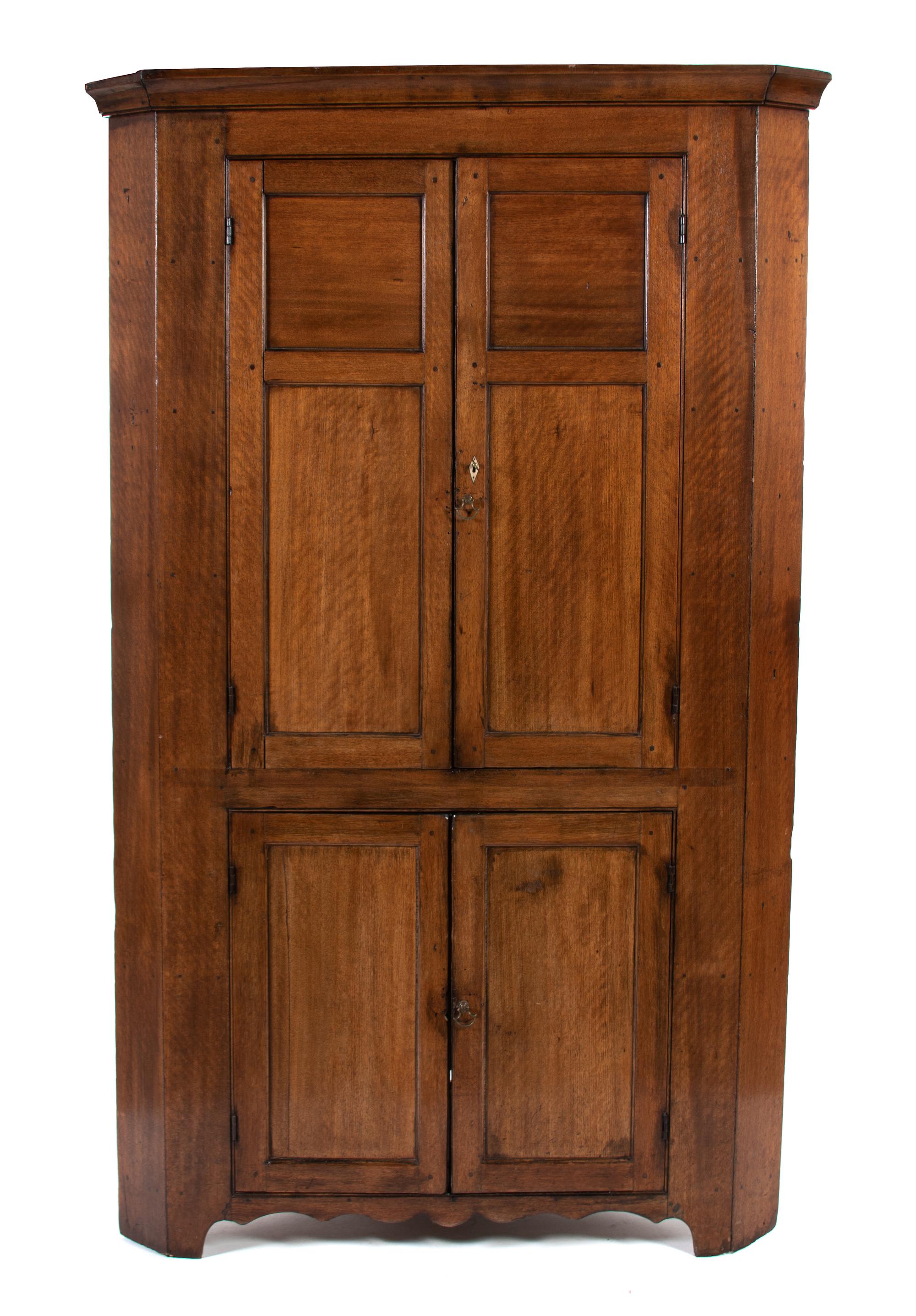 An American Walnut Corner Cupboard