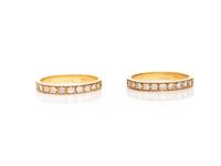 PAIR OF YELLOW GOLD AND DIAMOND BANDS