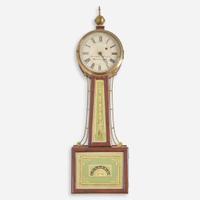 A Federal mahogany and églomisé banjo clock Warranted by William Cummens (1768-1834), Roxbury, MA, circa 1820