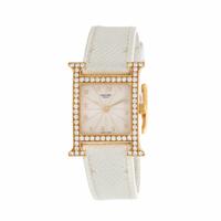 Hermès, Ref. HH1.286, 18K Yellow Gold 'Heure H' Watch with Diamond Bezel, with Box and Extra Strap