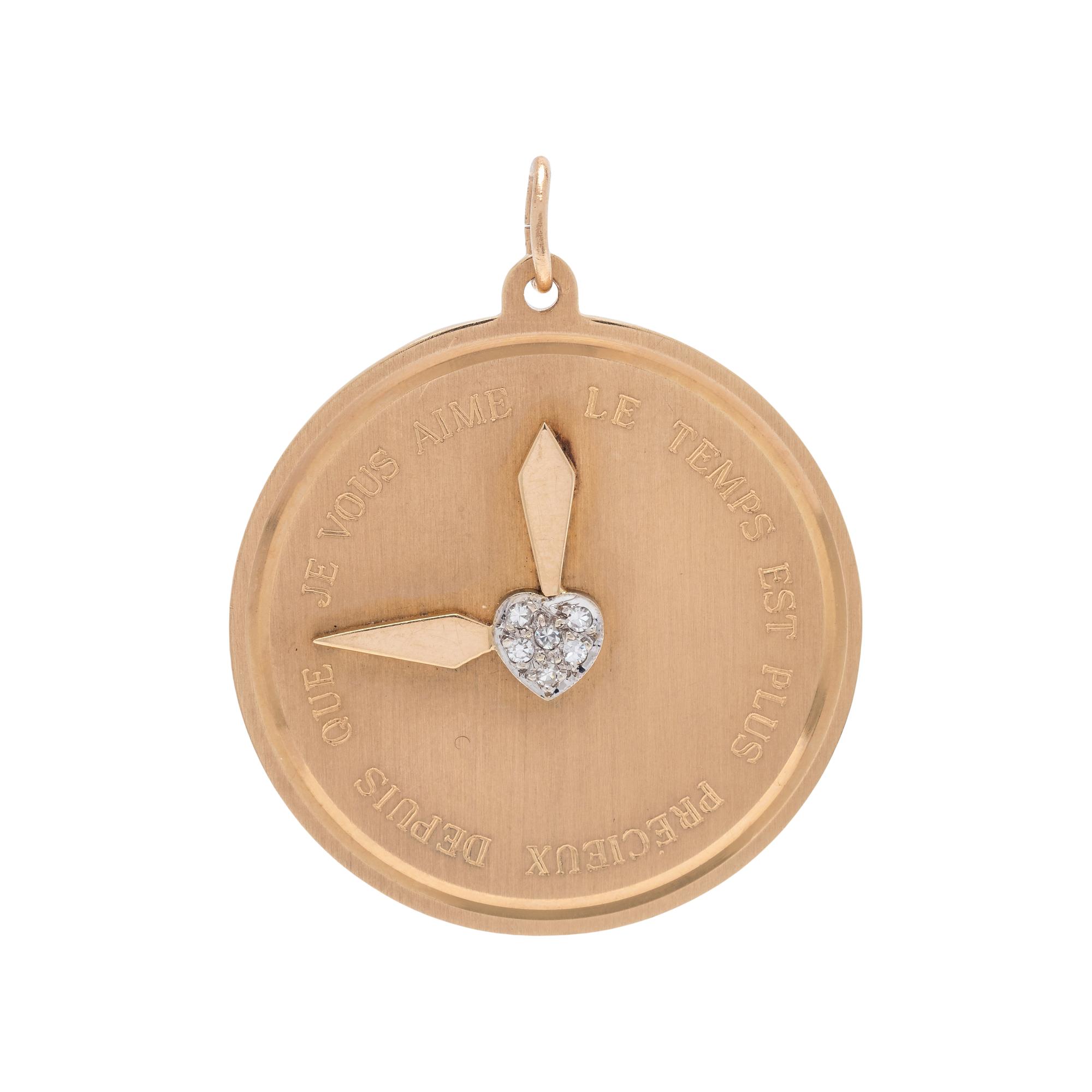 YELLOW GOLD AND DIAMOND CLOCK CHARM